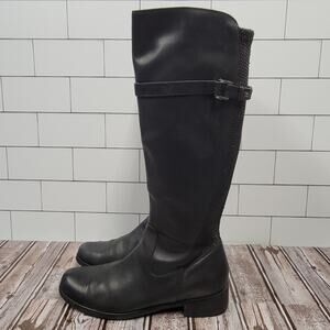 Blondo Black Leather Waterproof Knee Riding Boots 9 Wide B4850-11 Side Zip